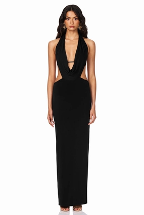 Nookie Olivia Drape Dress - Black Urban Fit Understated Charm