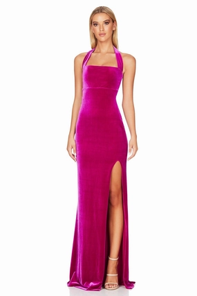 Nookie Vera Velvet Gown - Fuchsia Sophisticated Wear