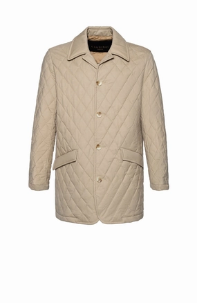 Seamless Welded Construction BYRON TAN DIAMOND QUILTED CARCOAT