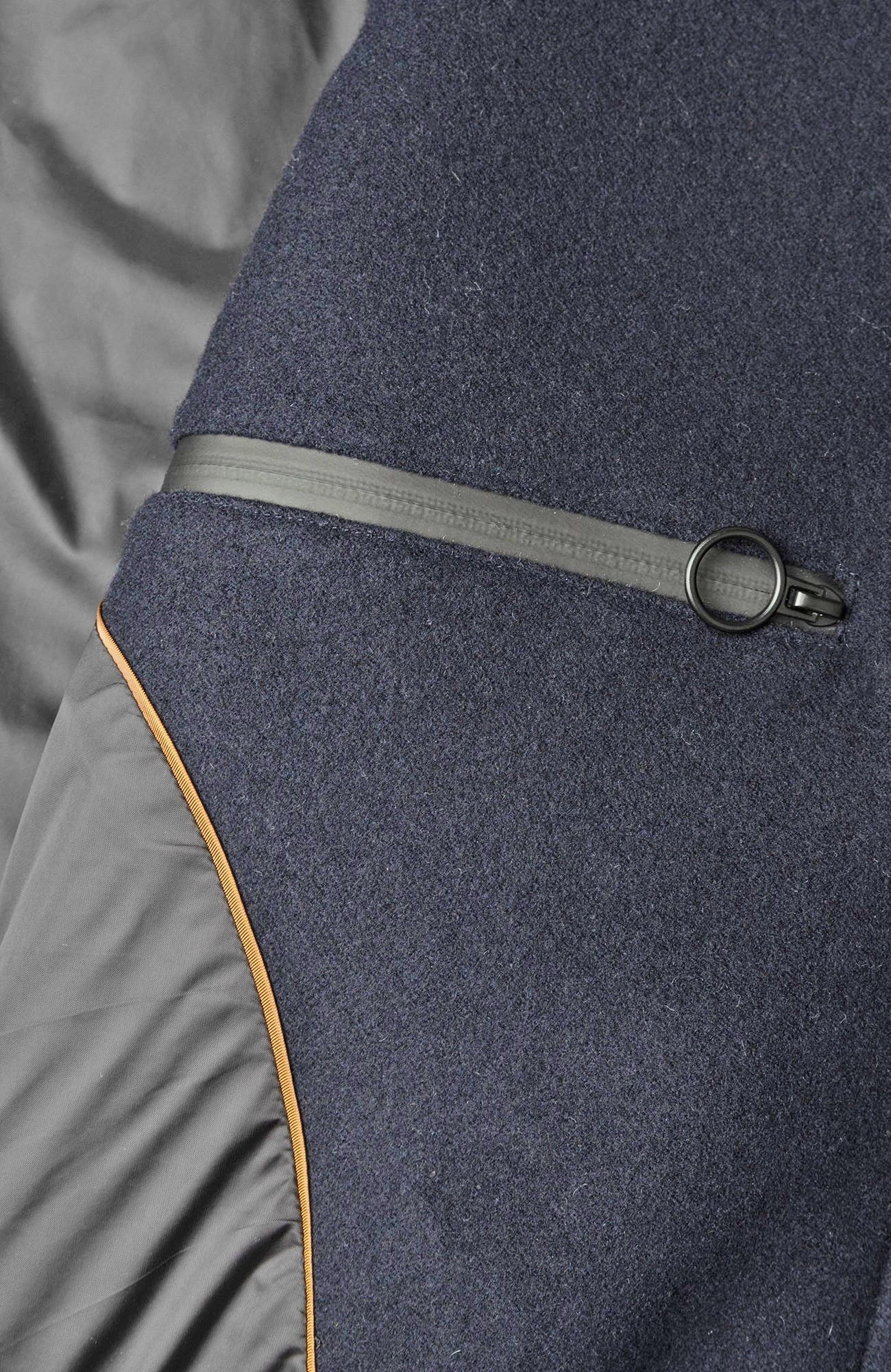 ONIX NAVY WOOL TOPCOAT elastic waistband Fashion Forward Layer