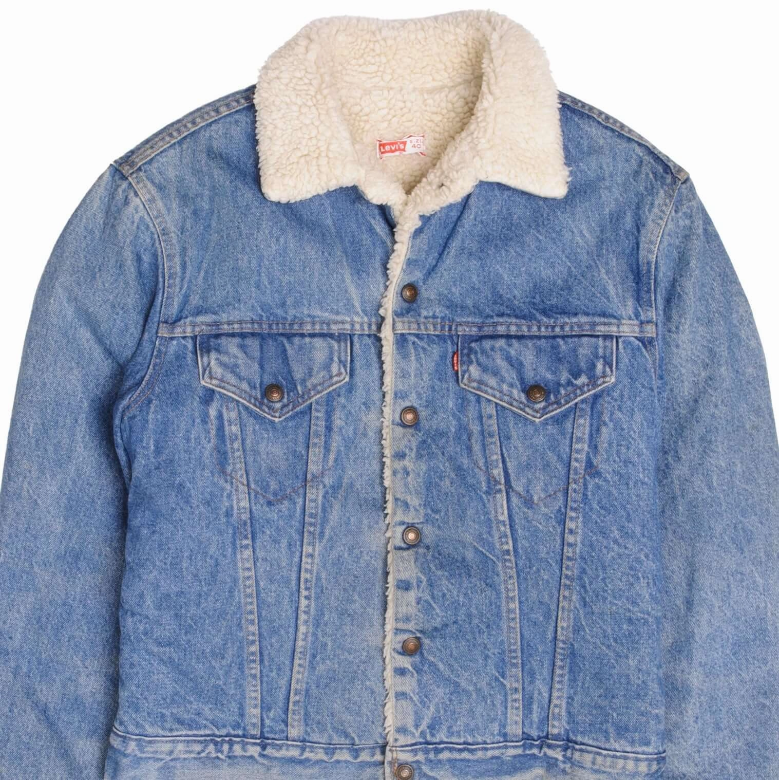 Cooperate Trail Friendly VINTAGE LEVIS SHERPA TRUCKER DENIM JACKET 2 POCKETS 1970S SIZE 40 MADE IN USA