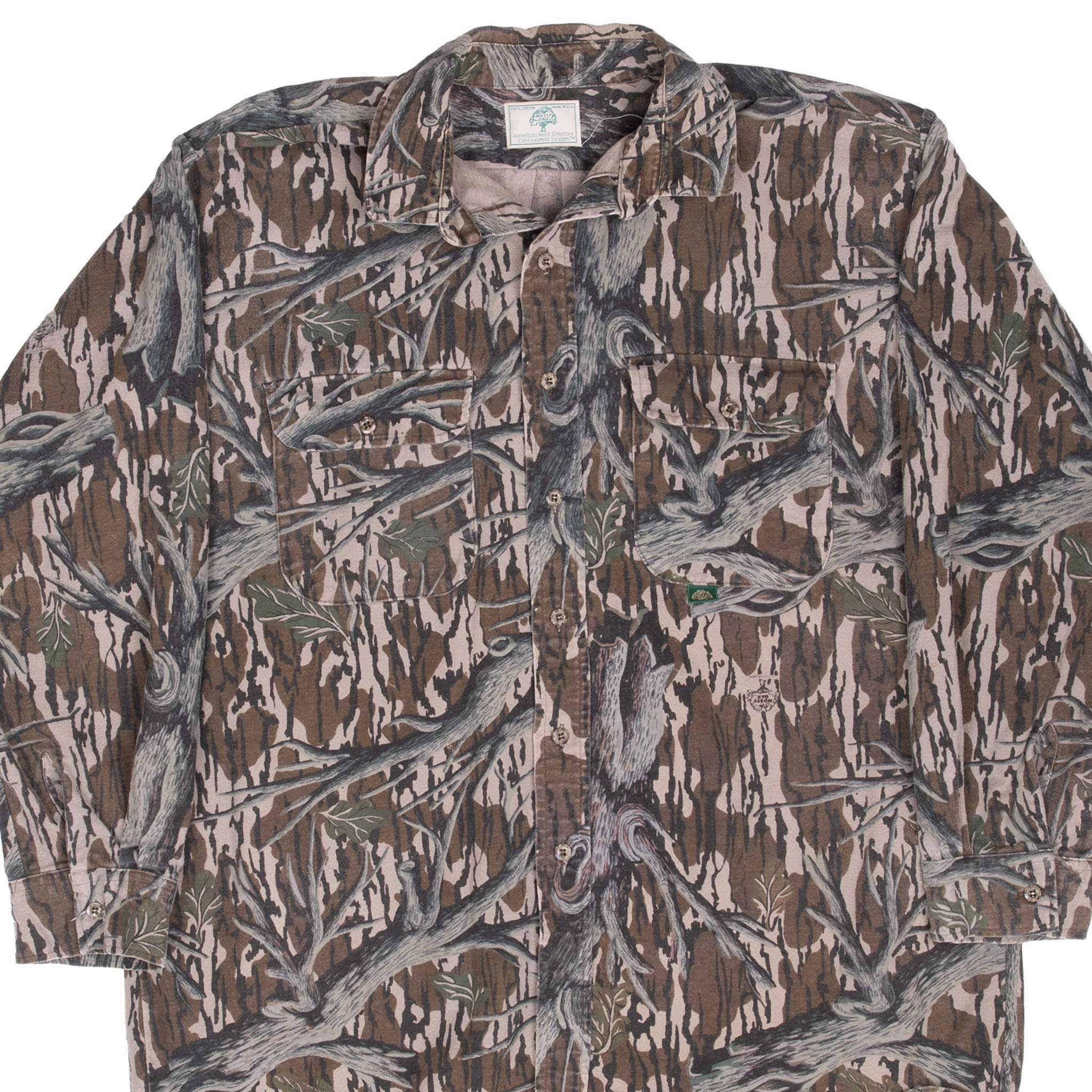 VINTAGE HUNTING CAMO MOSSY OAK SHIRT 1990S XL MADE IN USA Exhibit