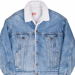 waiters VINTAGE LEVIS SHERPA TRUCKER BLUE DENIM JACKET 1980S XL MADE IN USA
