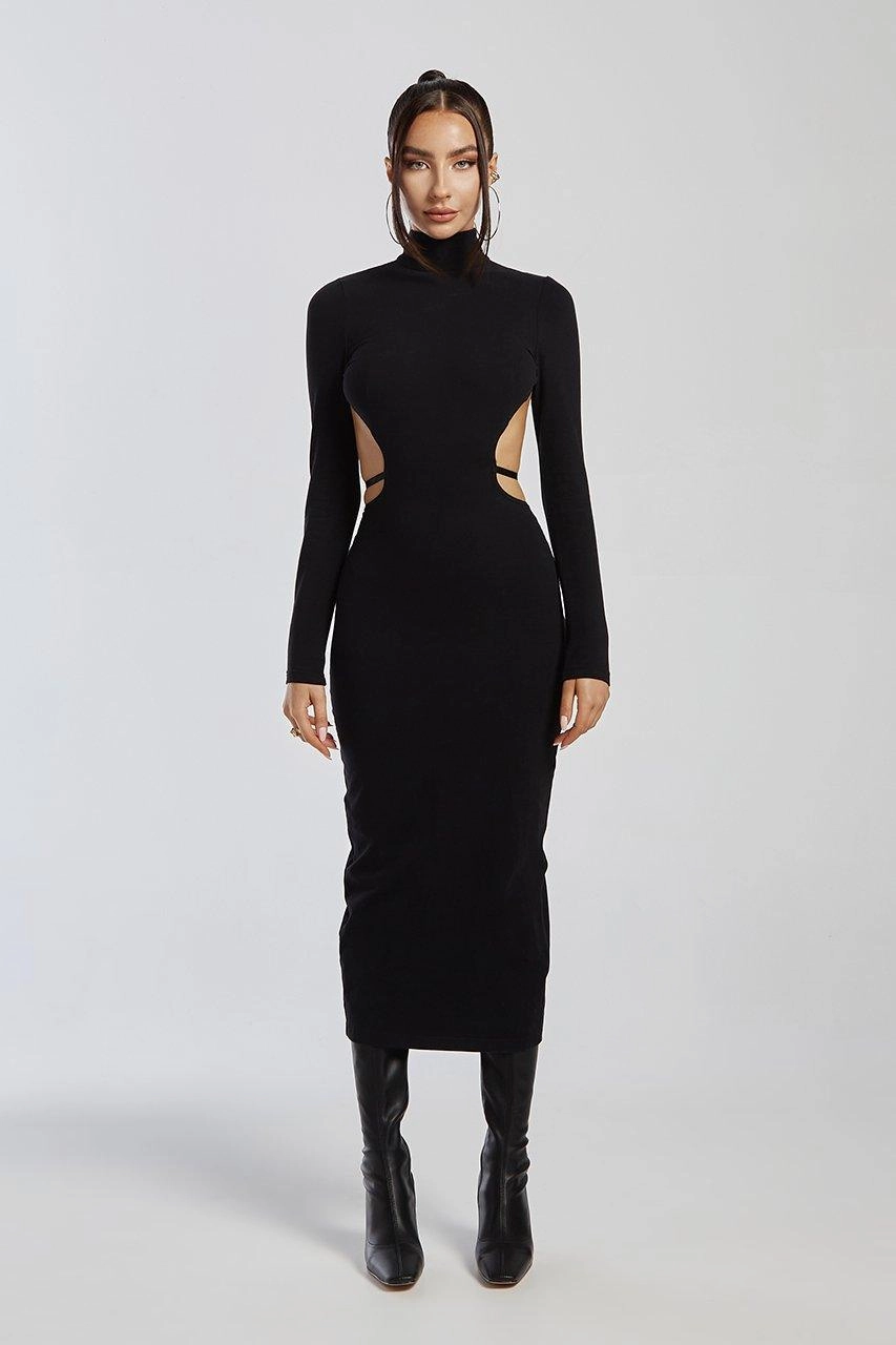 Clean Finish Sheer Light Valerie Midi Dress - Black