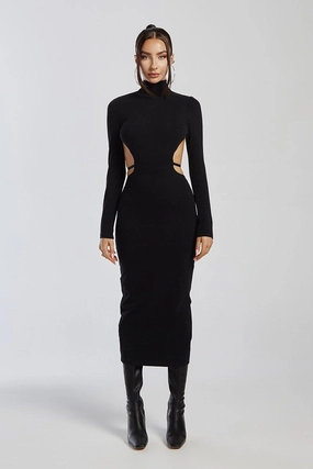 Valerie Midi Dress - Black Light Fabrication