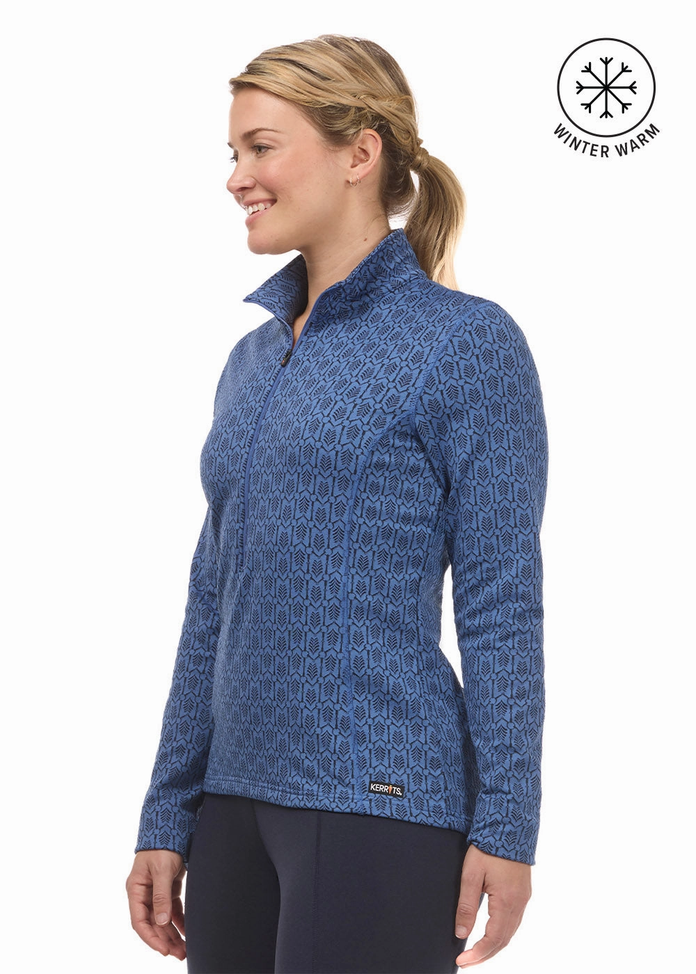 Bamboo Fiber Blend Snaffle Links Fleece Half Zip Top