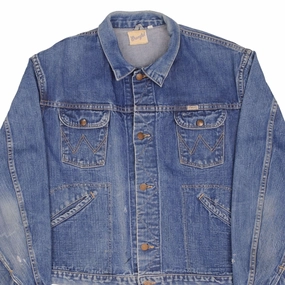 VINTAGE WRANGLER 4 POCKETS DENIM JACKET SIZE 46 1960S MADE IN USA Cozy Touch Windbreaker Tech