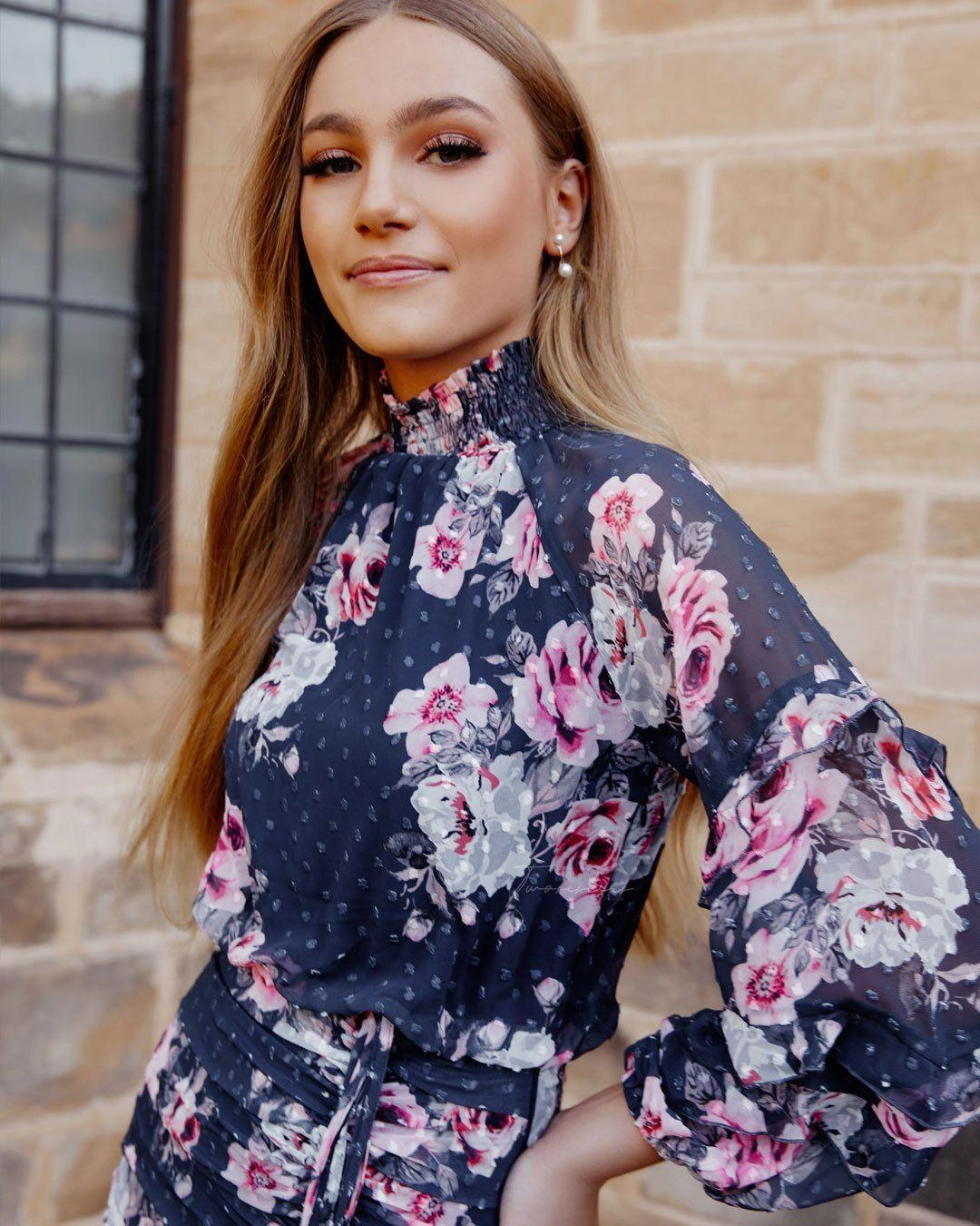 Chilly Day Layers Piper Dress - Navy Floral (Final Sale)