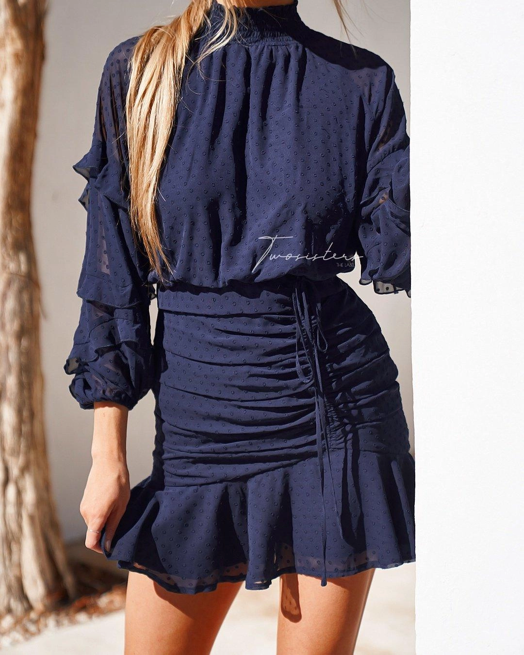 Piper Dress - Navy Seamless-Look
