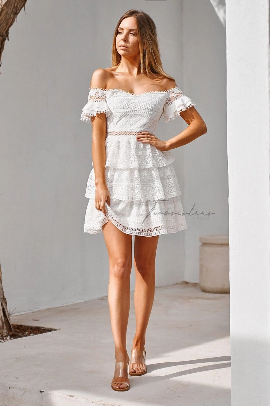 Melinda Dress - White Adjustable-Length City Style