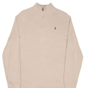 Cozy Vibe POLO RALPH LAUREN BEIGE QUARTER 1/4 ZIP SWEATER SIZE LARGE