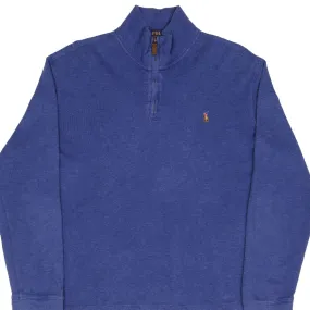 Comfy Wearable POLO RALPH LAUREN BLUE QUARTER 1/4 ZIP SWEATER SIZE LARGE