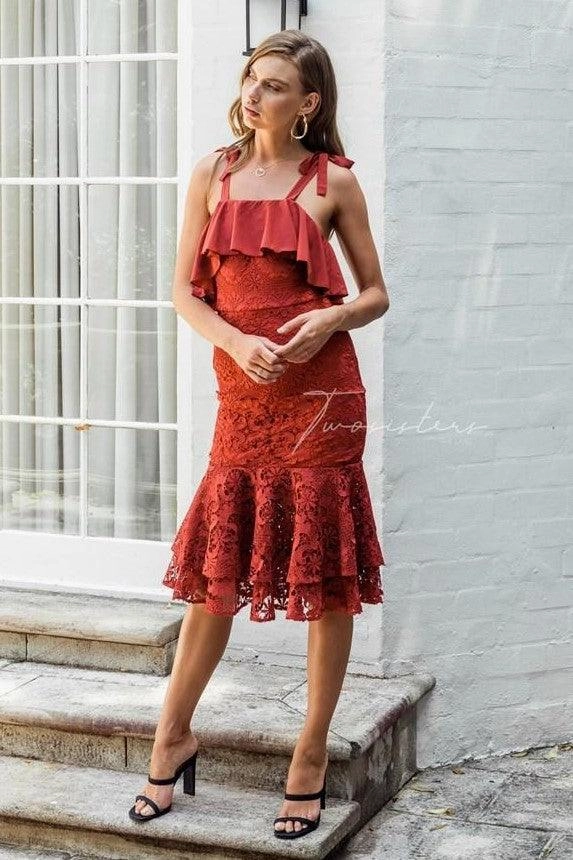 Modern Waist Mallory Dress - Burnt Orange (Final Sale)