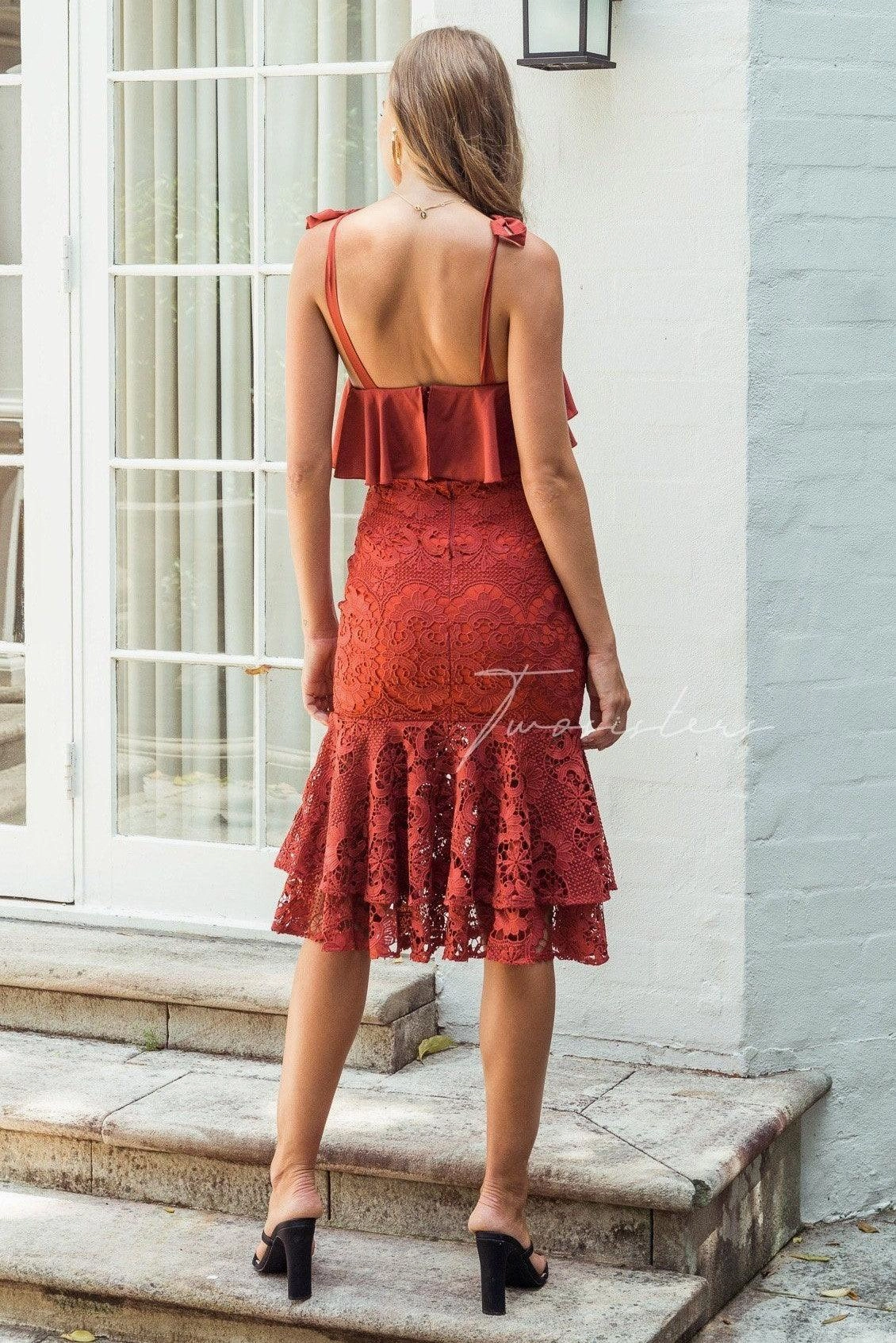 Mallory Dress - Burnt Orange (Final Sale) Office Glam Pure Aesthetic