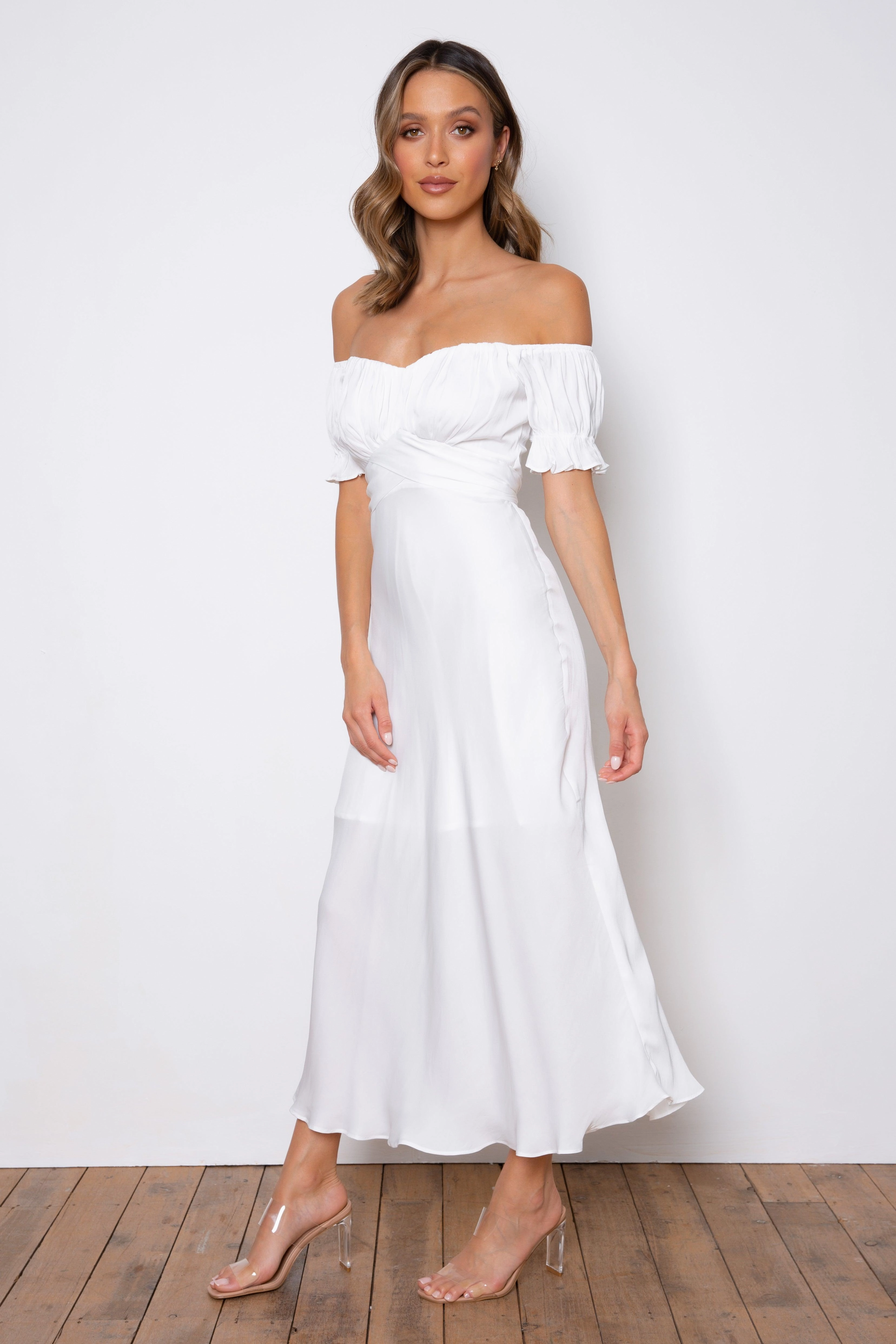 Samantha Dress - White Smart Lines Gradient Shade