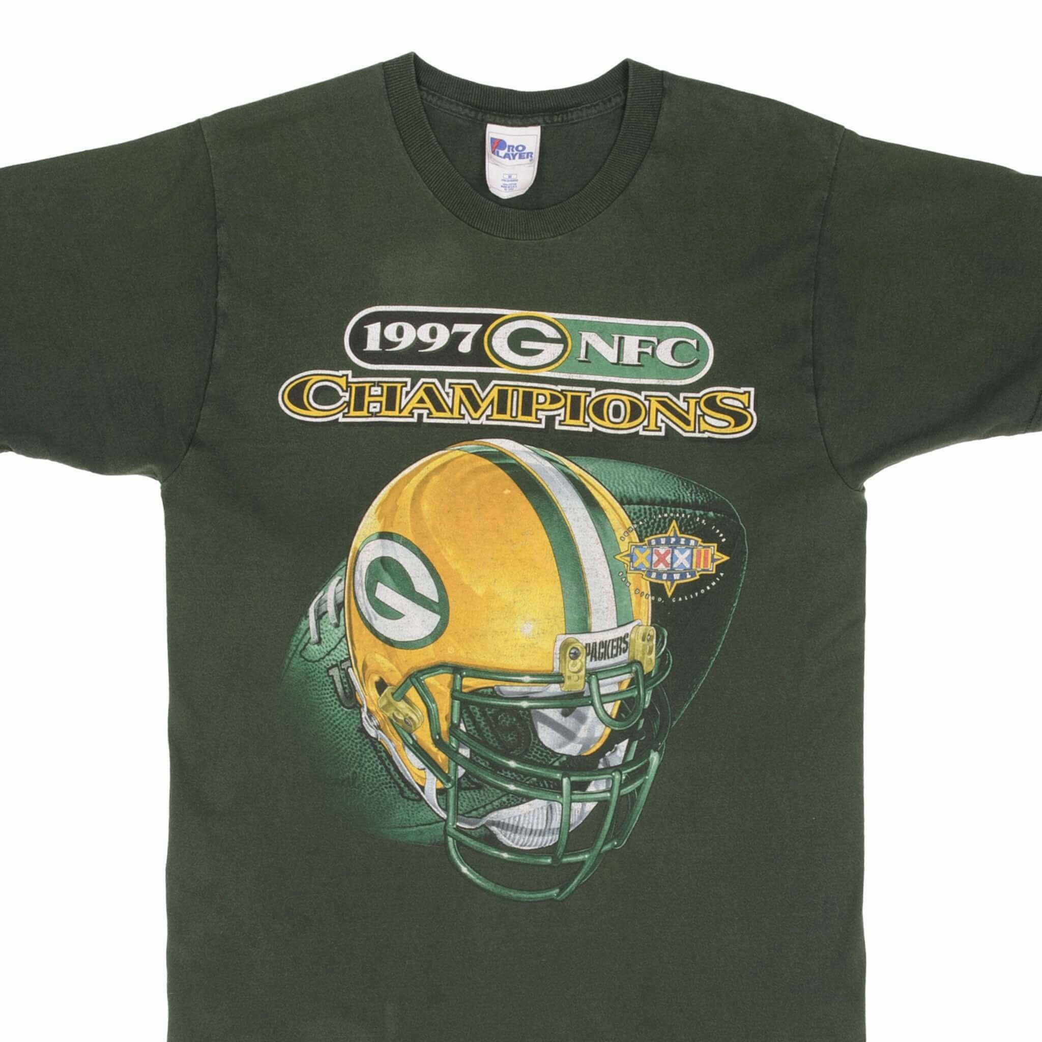 VINTAGE NFL GREEN BAY PACKERS NFC CHAMPIONS 1997 TEE SHIRT SIZE MEDIUM MADE USA Comfy Vibe UVProtectionFinish