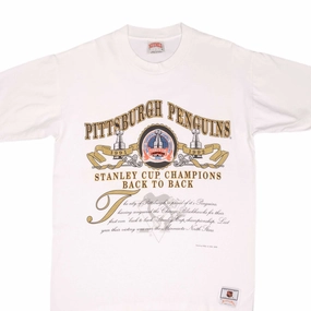 Chic Smart VINTAGE NHL PITTSBURGH PENGUINS STANLEY CUP CHAMPS TEE SHIRT 1992 LARGE MADE USA