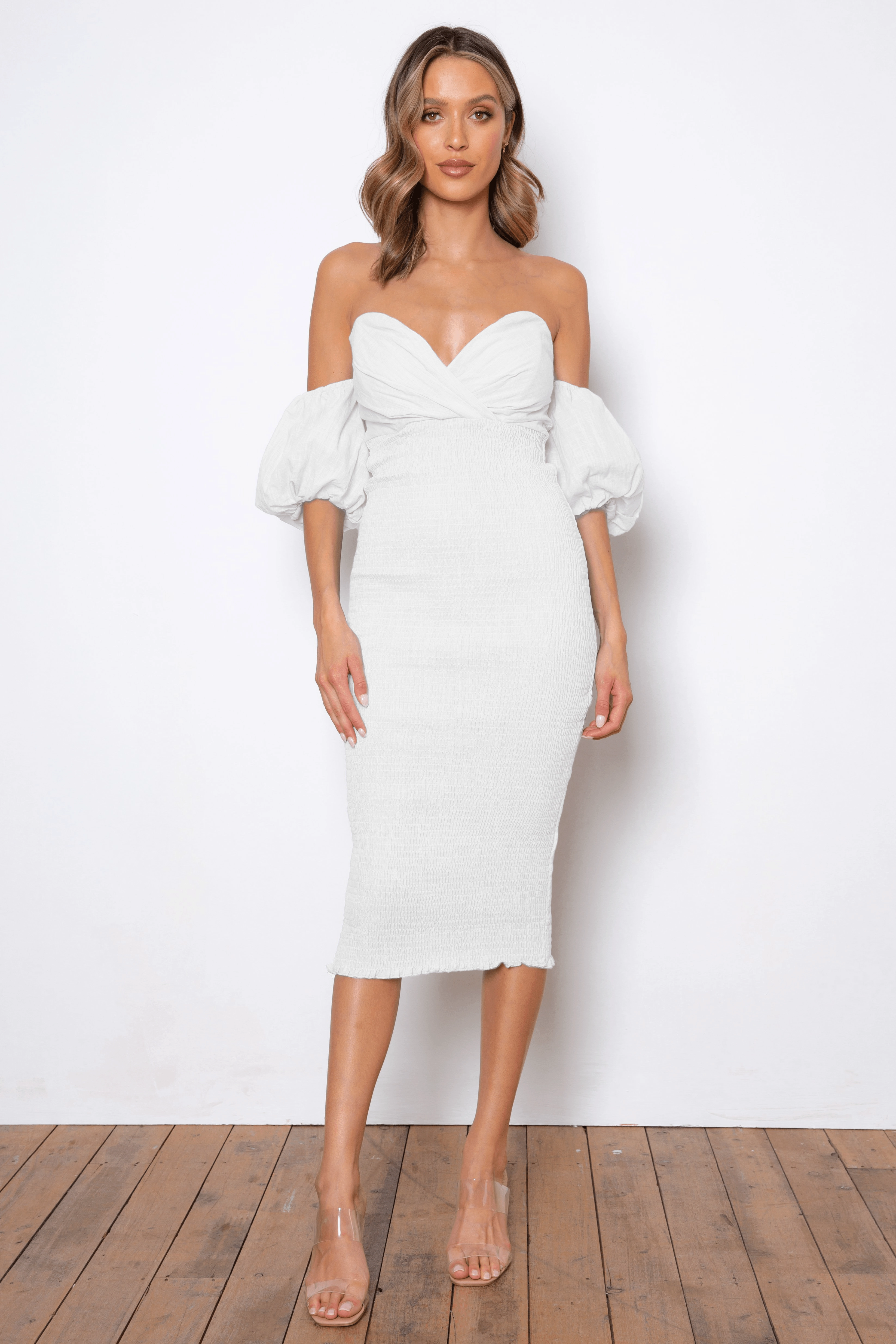 Work or Play Bow-Detail Sweetie Midi Dress - White