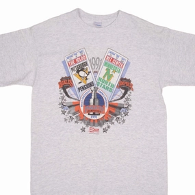 Breathable Fit Design All-day Comfort VINTAGE NHL PENGUINS VS NORTH STARS STANLEY CUP TEE SHIRT 1991 XL MADE IN USA