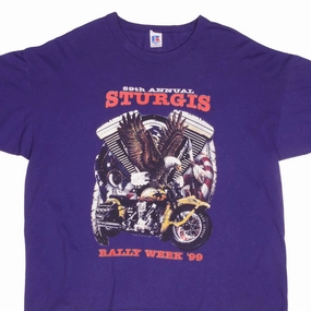 VINTAGE STURGIS ANNUAL RALLY WEEK 1999 TEE SHIRT SIZE 2XL MADE IN USA Moisture Management Technology Fashion Layering