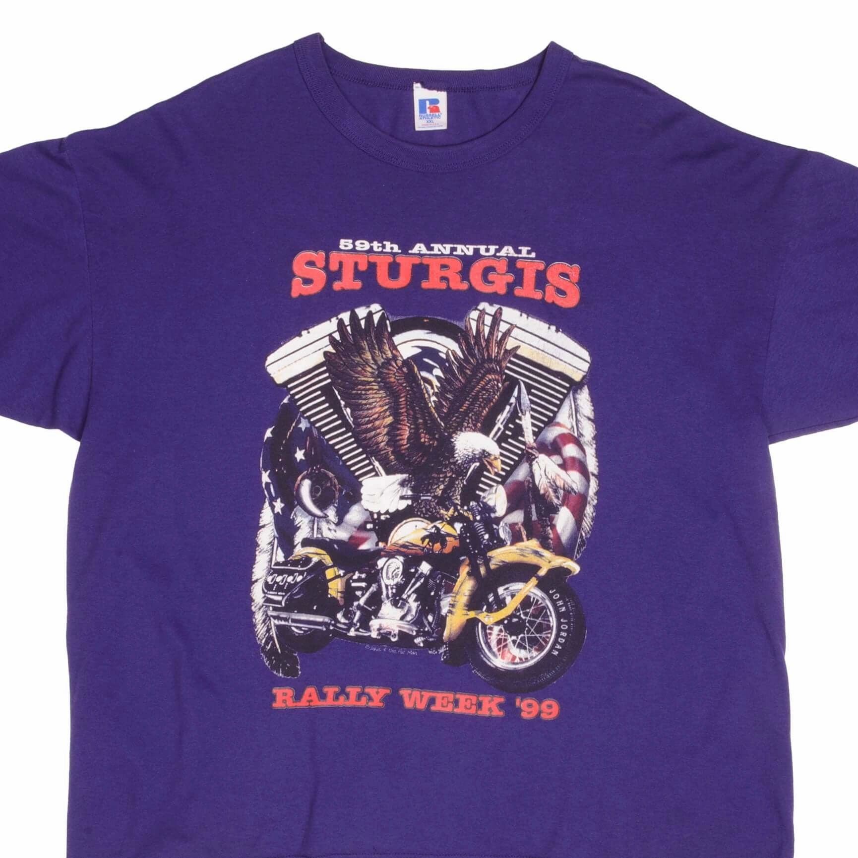 VINTAGE STURGIS ANNUAL RALLY WEEK 1999 TEE SHIRT SIZE 2XL MADE IN USA Moisture Management Technology Fashion Layering