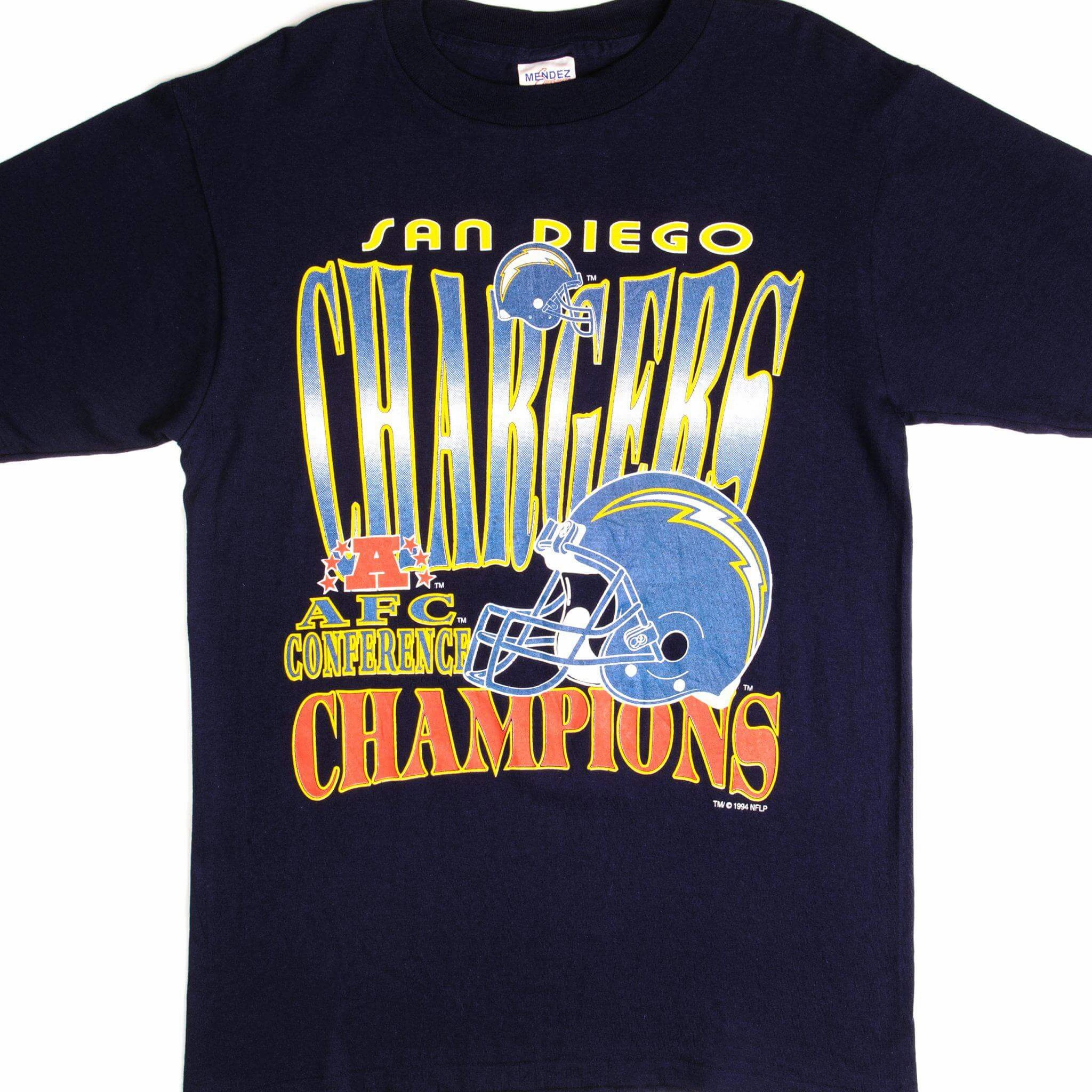 VINTAGE NFL SAN DIEGO CHARGERS TEE SHIRT 1994 SIZE MEDIUM MADE IN USA Seamless Edging Quick Dry Wear Fit