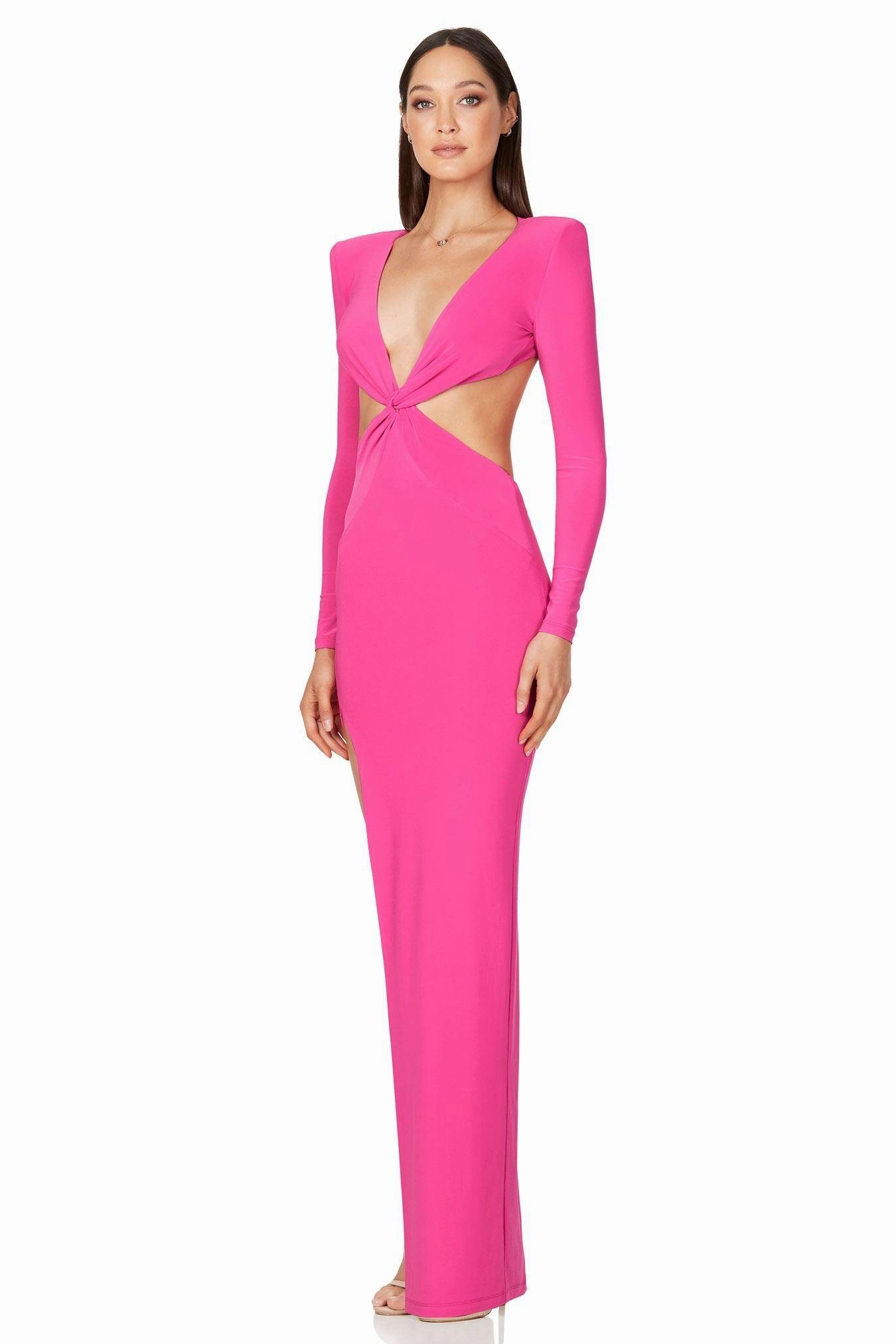 Nookie Jewel Gown - Neon Pink Lounge Vibes