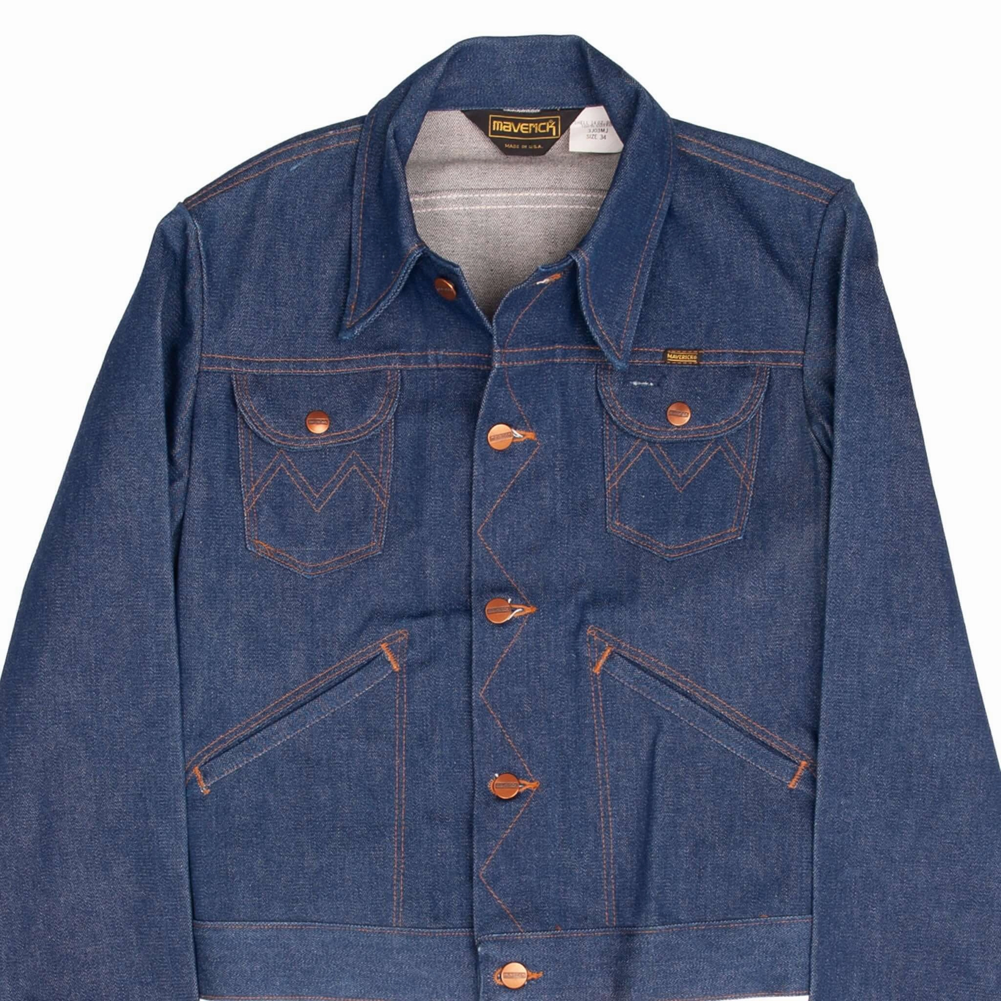 VINTAGE MAVERICK BLUE BELL DENIM JACKET 3J03MJ 1980S SIZE 34 MADE USA DEADSTOCK Practical Wear Active Wear