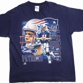stain resistant coating Sporty Layers VINTAGE NFL NEW ENGLAND PATRIOTS DREW BLEDSOE TEE SHIRT SIZE 2XL MADE IN USA