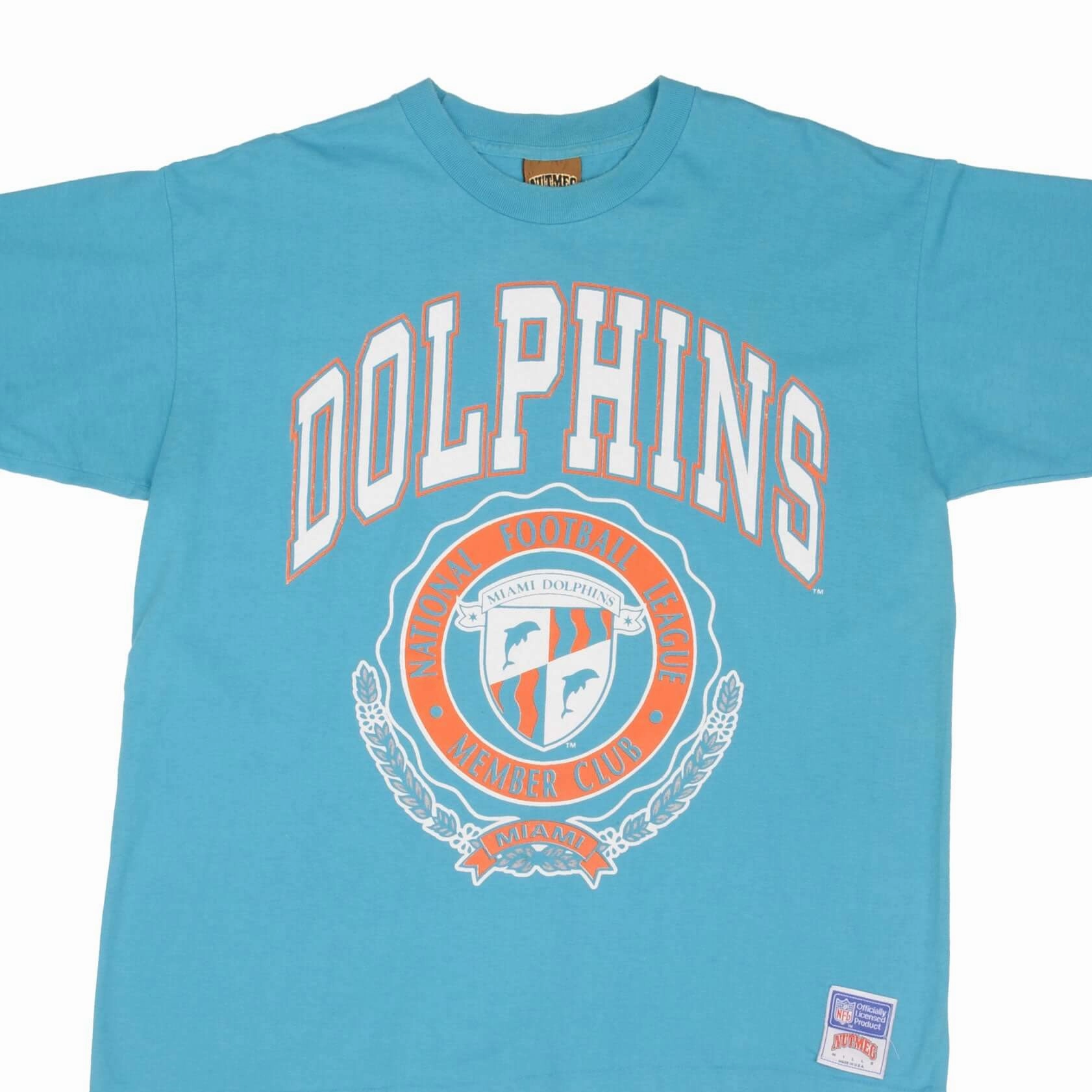 VINTAGE NFL MIAMI DOLPHINS 1990S TEE SHIRT SIZE LARGE MADE IN USA QuickDry Material Bold Style