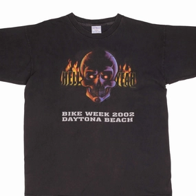 Embroidered VINTAGE DAYTONA BEACH BIKE WEEK 2002 HELL YEAH TEE SHIRT SIZE XL