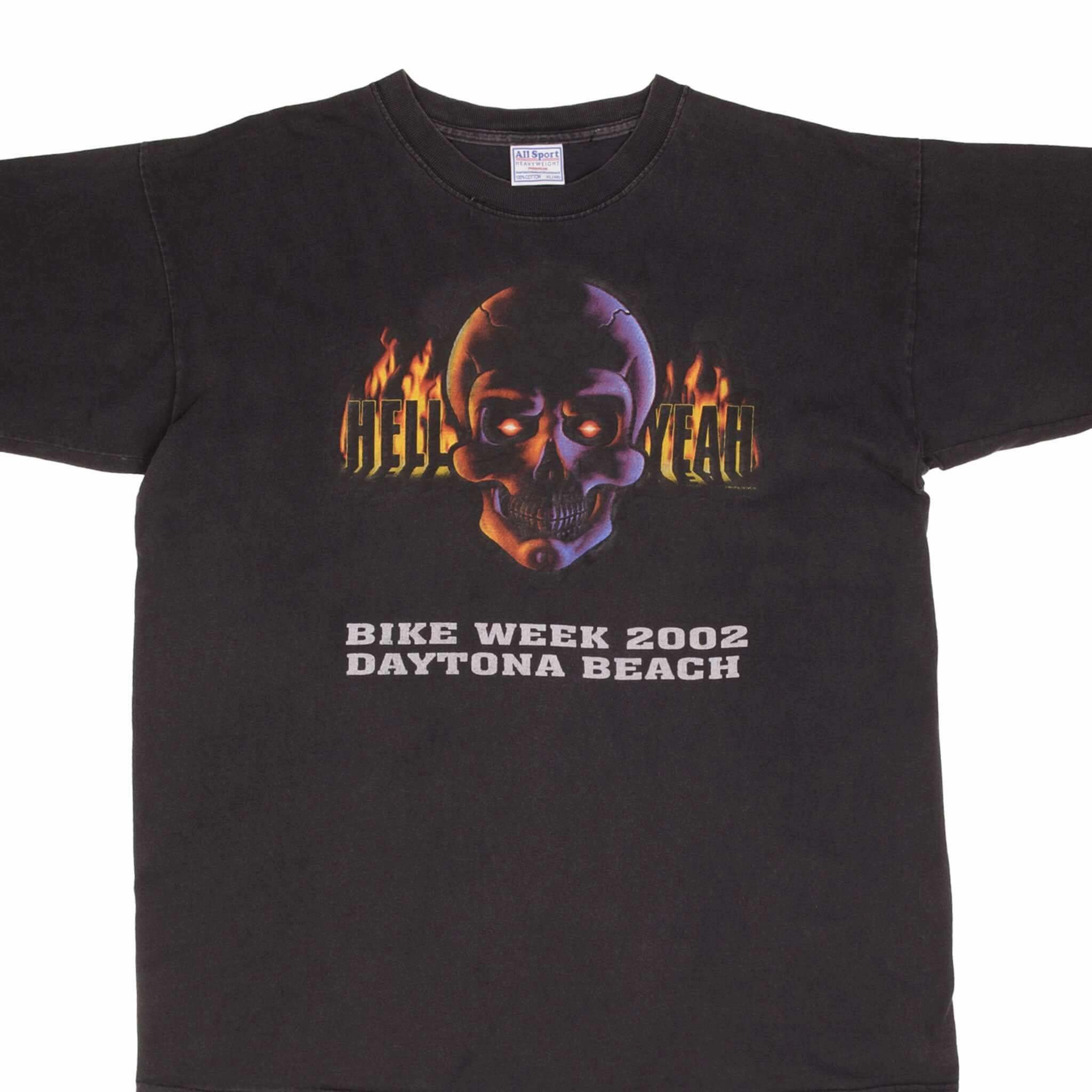 Embroidered VINTAGE DAYTONA BEACH BIKE WEEK 2002 HELL YEAH TEE SHIRT SIZE XL
