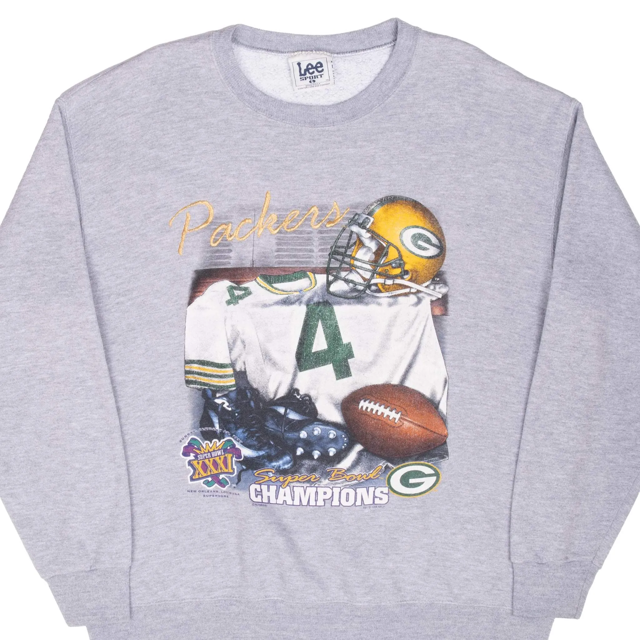 VINTAGE NFL GREEN BAY PACKERS SUPER BOWL XXXI 1997 SWEATSHIRT LARGE MADE USA birthday wear