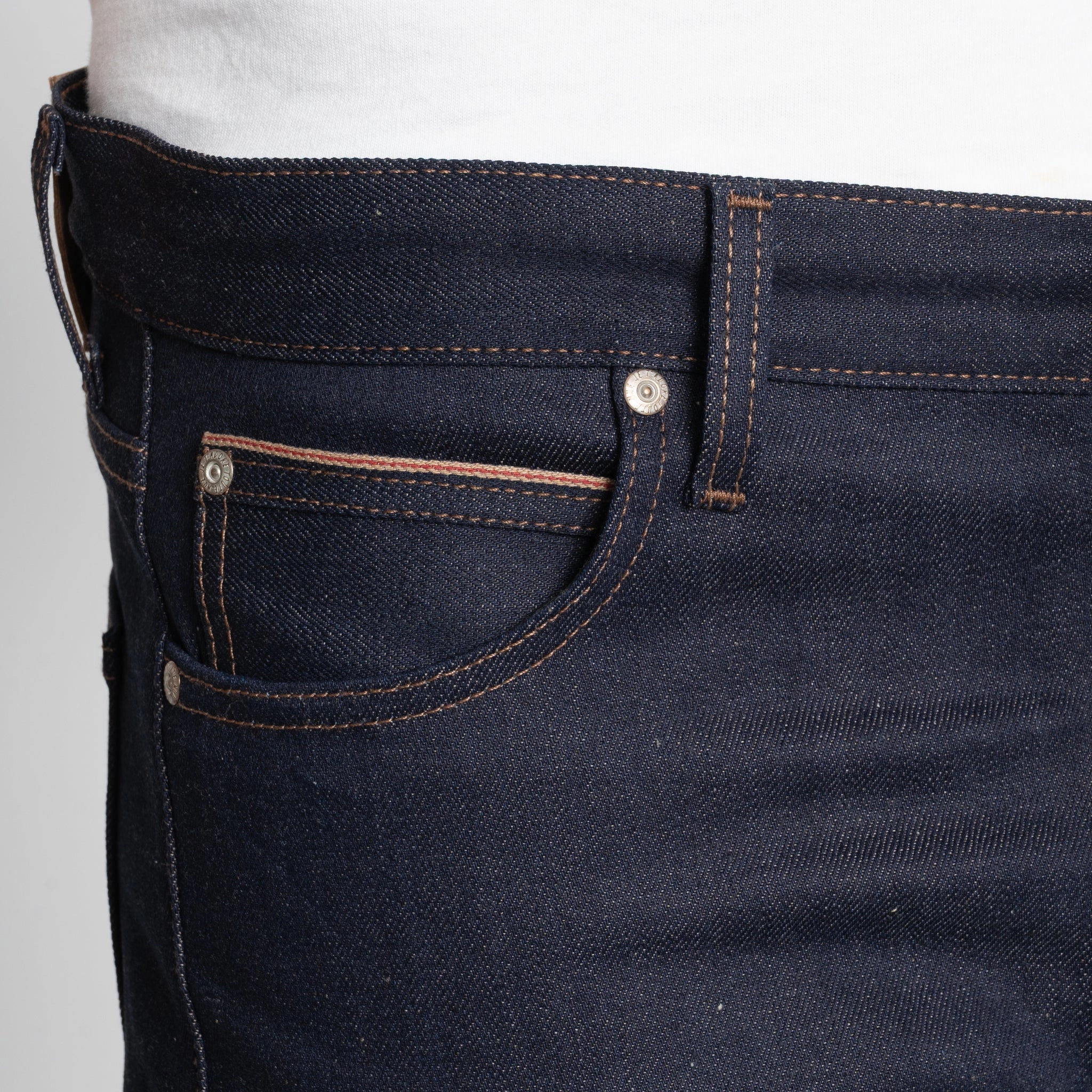 Elegant Vibrant Textured Common Wear Super Guy - Coffee Dye Selvedge - Indigo