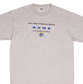Non Restrictive Silhouette VINTAGE NFL ST LOUIS RAMS NFC CHAMPIONS 1990S TEE SHIRT SIZE XL