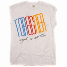 VINTAGE AGENT PROVOCATEUR FOREIGNER USA TOUR TEE SHIRT 1985 MEDIUM MADE IN USA hypoallergenic material