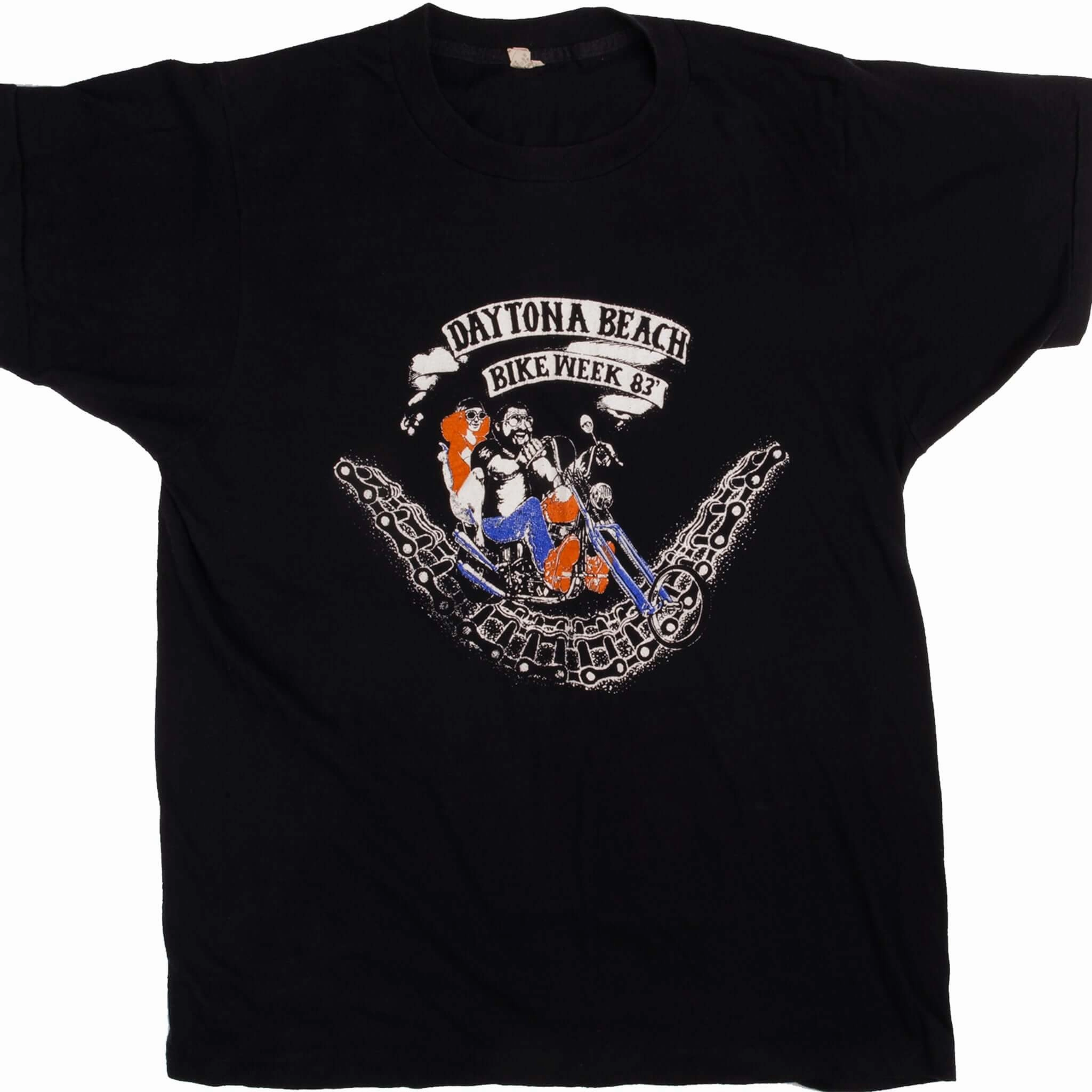 VINTAGE DAYTONA BEACH BIKE WEEK TEE SHIRT 1983 SIZE MEDIUM MADE IN USA Roomy Waistband