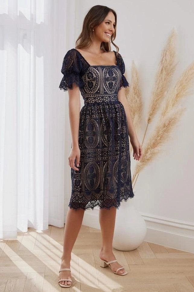 Remie Dress - Navy/Beige (Final Sale) Relax Appeal Office Glam