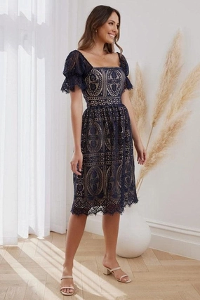 Remie Dress - Navy/Beige (Final Sale) Relax Appeal Office Glam