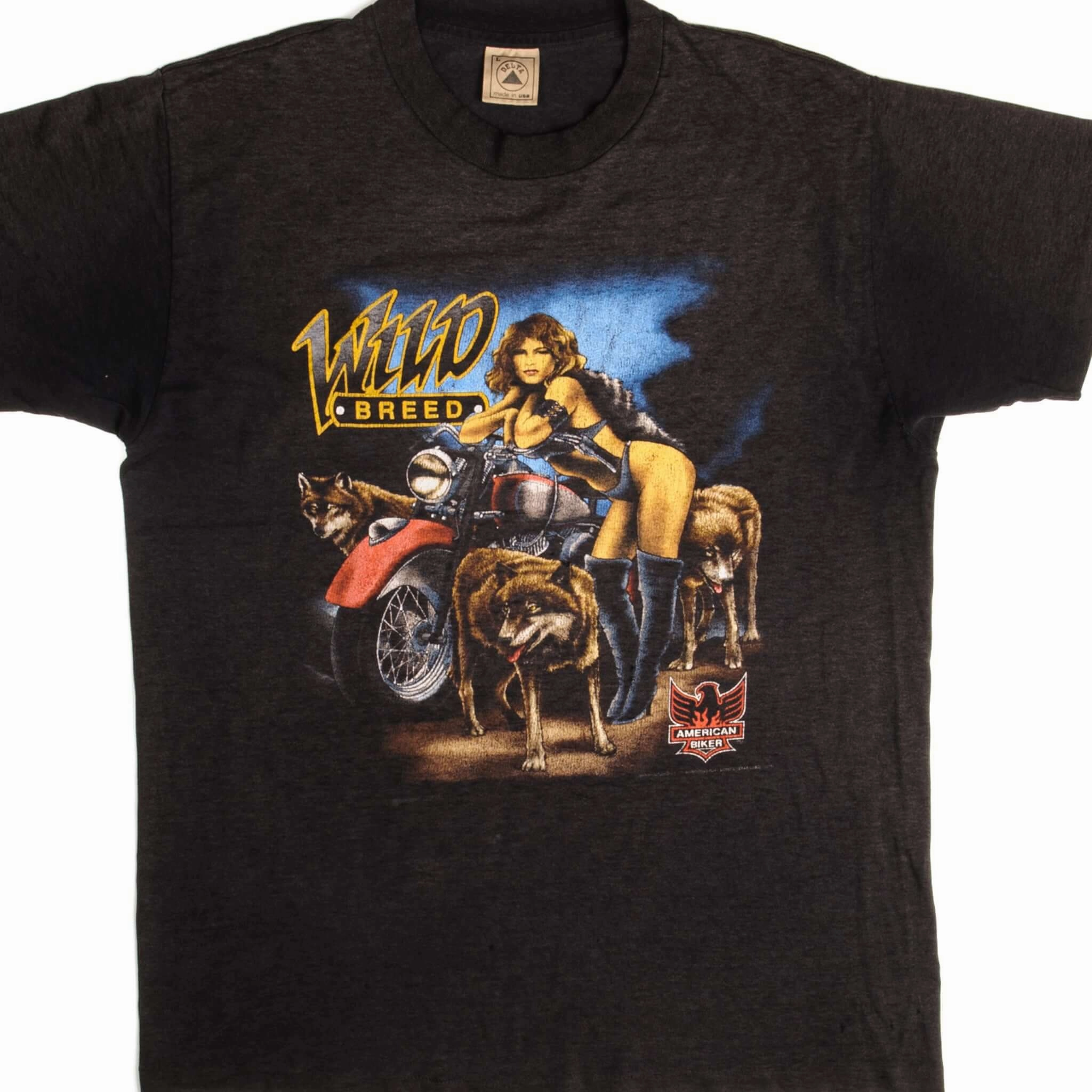 VINTAGE AMERICAN BIKER TEE SHIRT 1992 SIZE MEDIUM MADE IN USA AntiStaticFinish Non Restrictive Fit