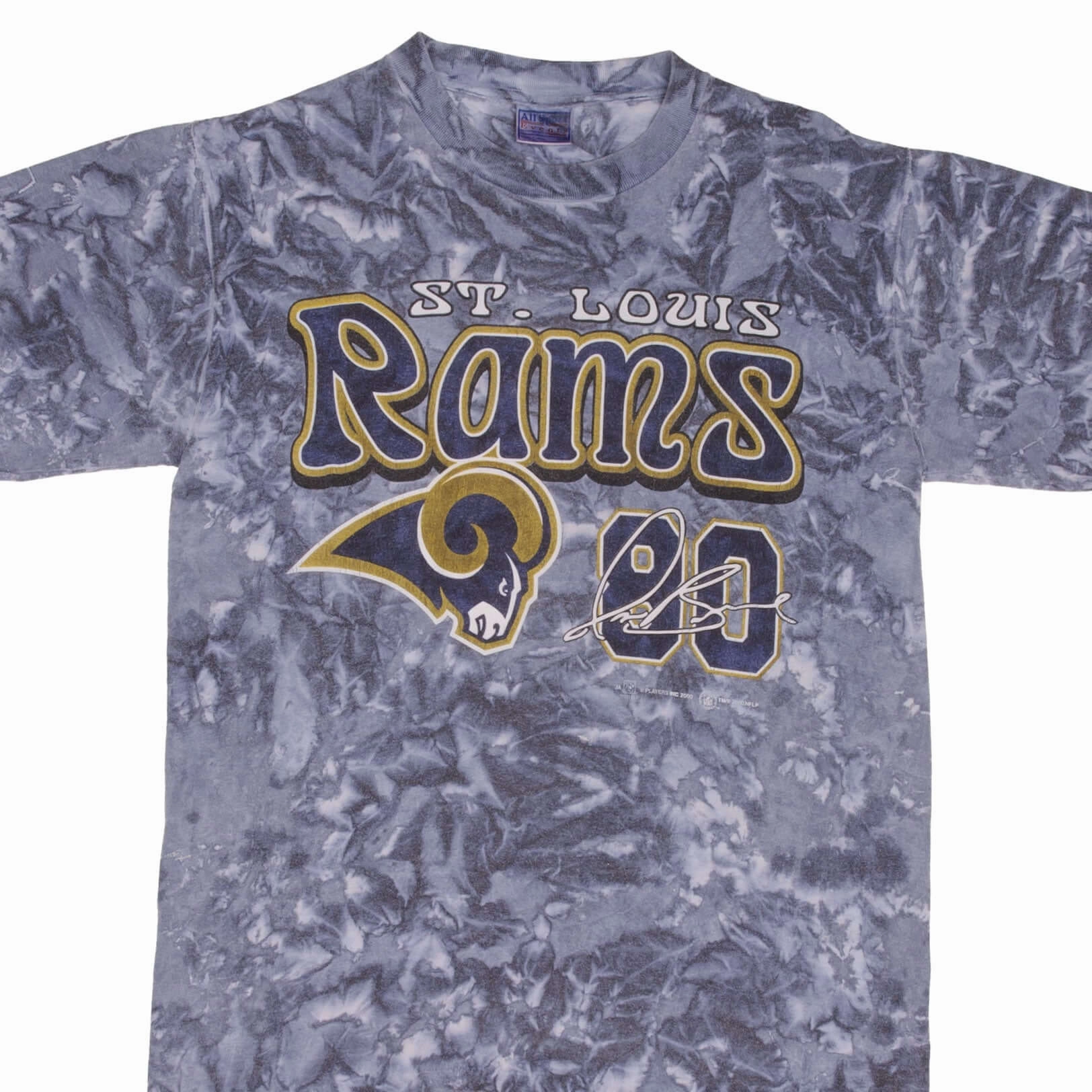 VINTAGE NFL SAINT LOUIS RAMS ISAAC BRUCE #80 TIE DYE TEE SHIRT 2000 SIZE MEDIUM Autumn coziness