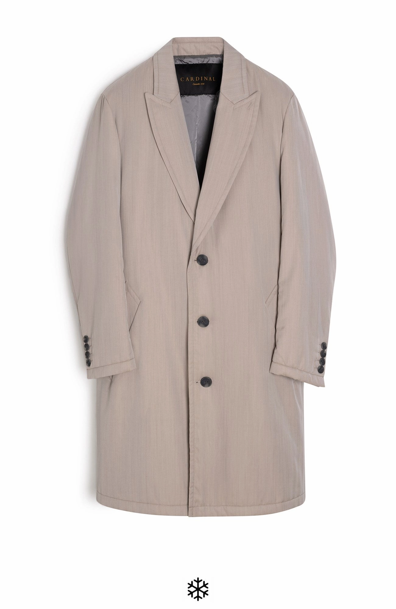 Waterproof Technology Mercury Stone Herringbone Silk and Wool Topcoat