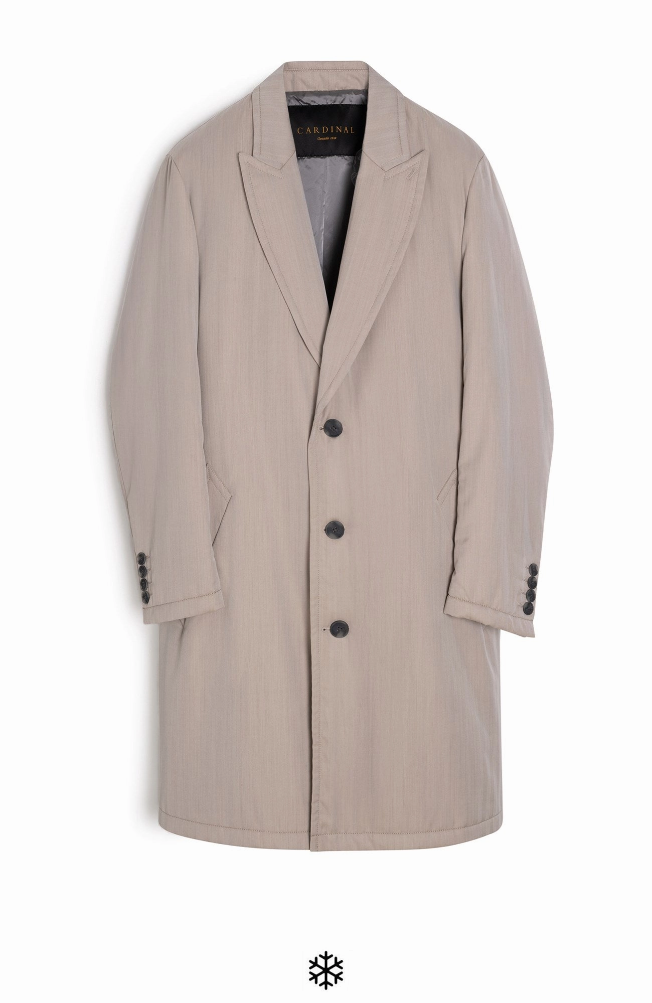 Mercury Stone Herringbone Silk and Wool Topcoat QuickAccess Pockets Moisture Control Fibers