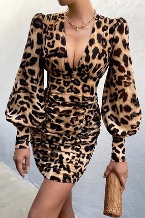 Rose Mini Dress - Leopard Print Polite Tone London Cool