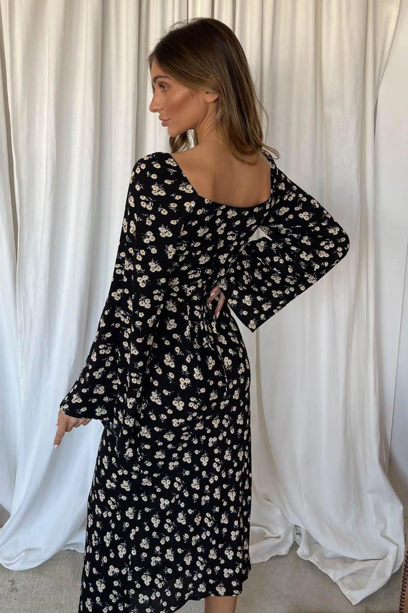 Fleur Dress - Black Daisy Air Touch Feminine Charm