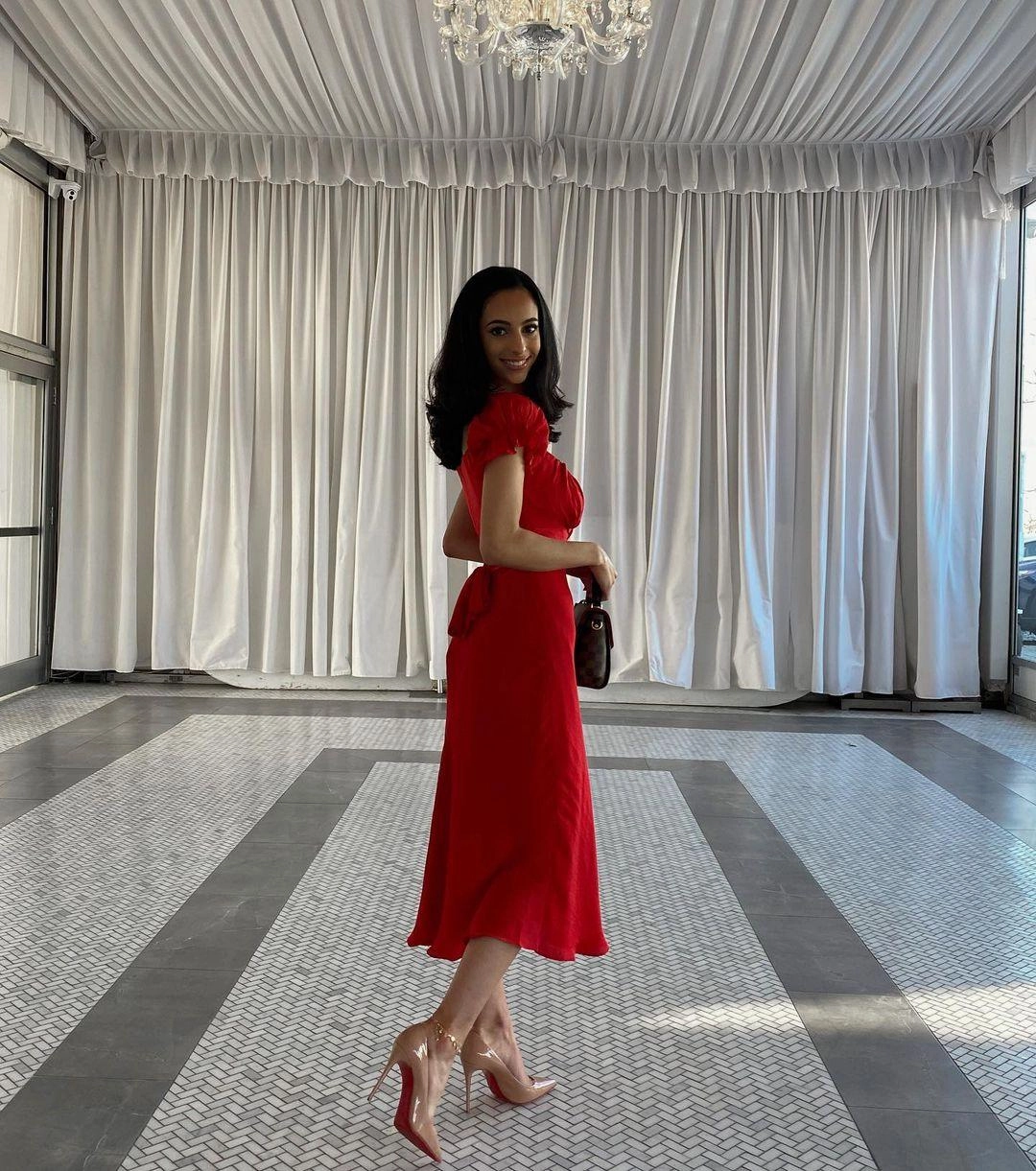 Samantha Dress - Red Light Sheen