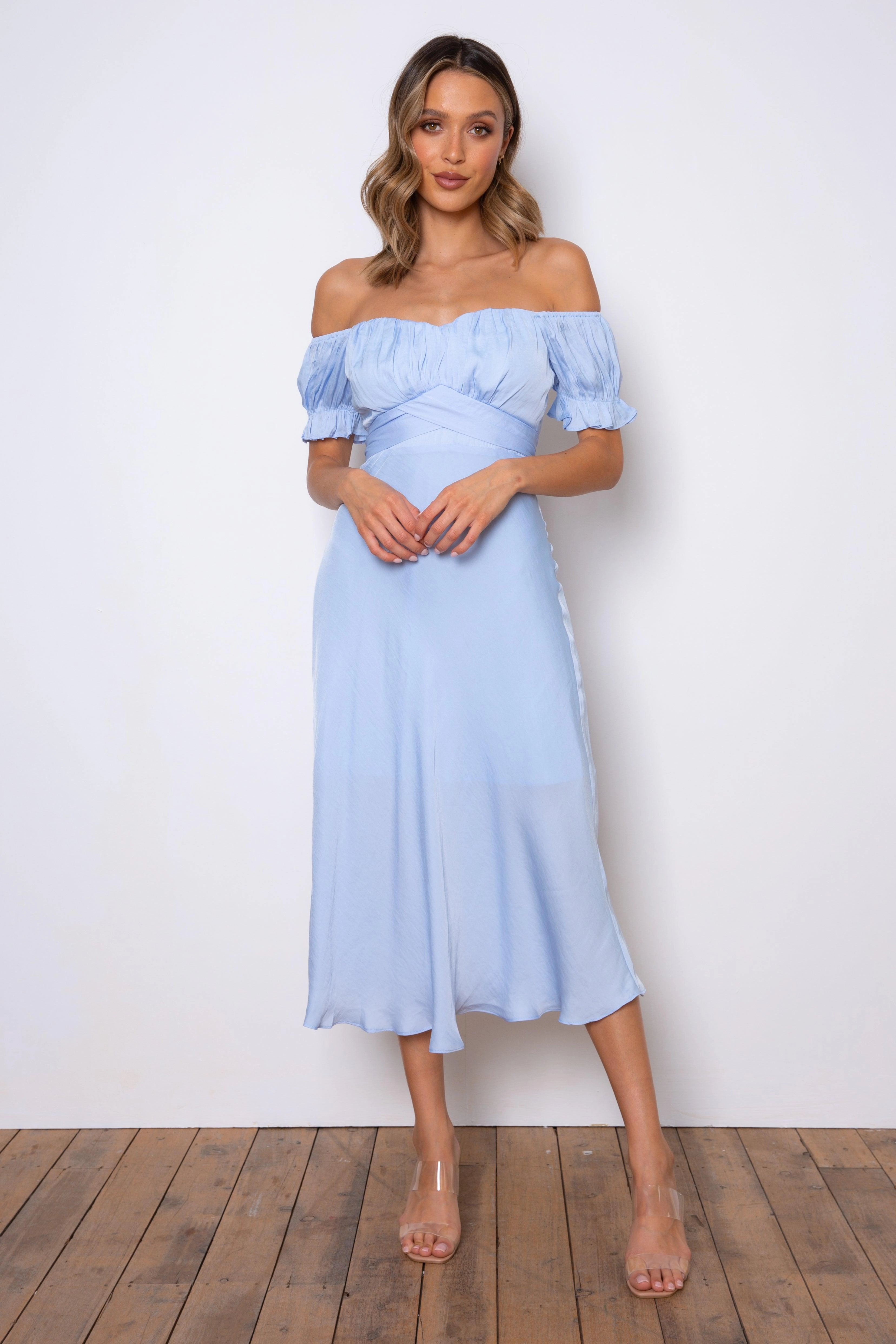 Samantha Dress - Sky Blue Romantic dinner wear