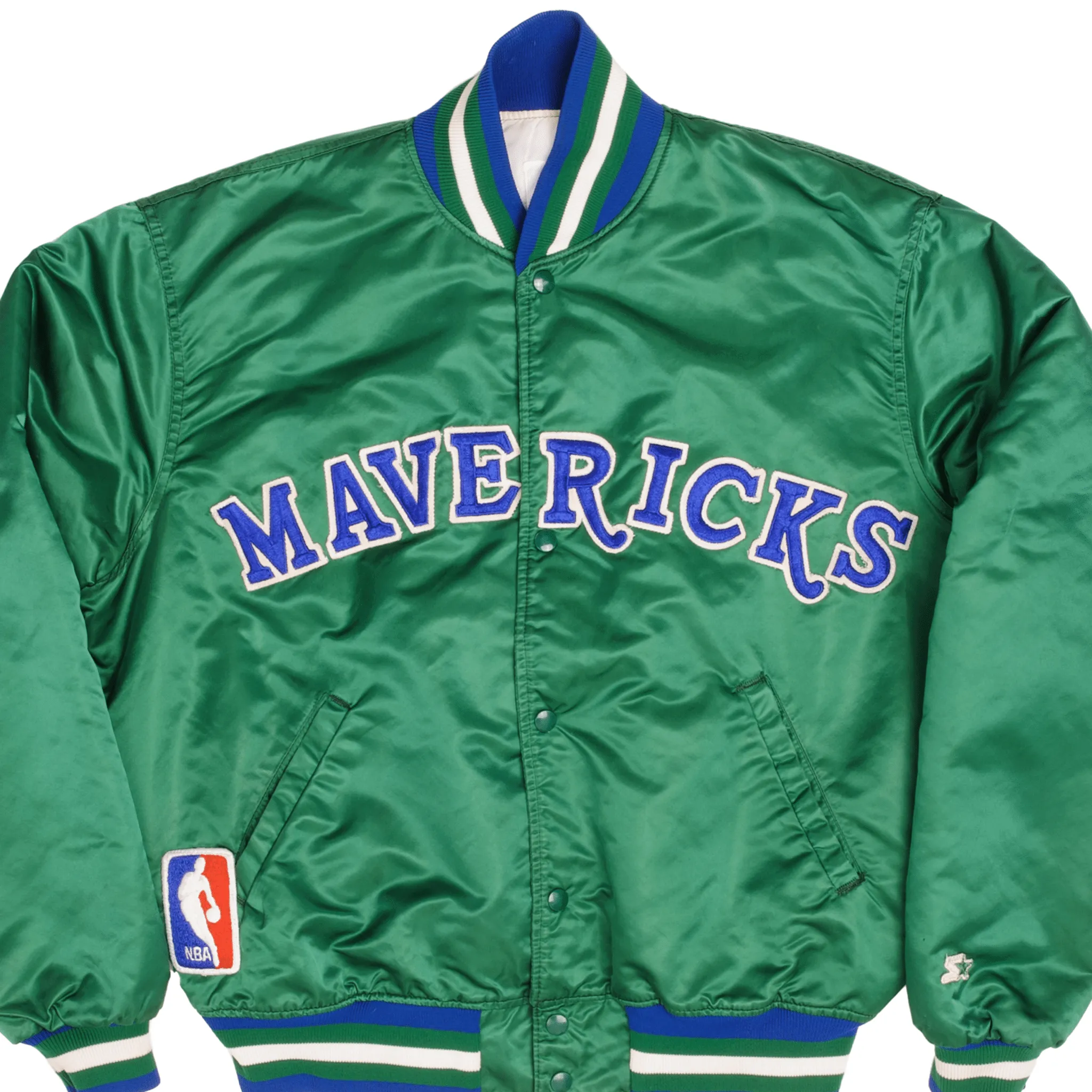 VINTAGE STARTER NBA DALLAS MAVERICKS SATEEN JACKET 1990S XL MADE USA Custom - made