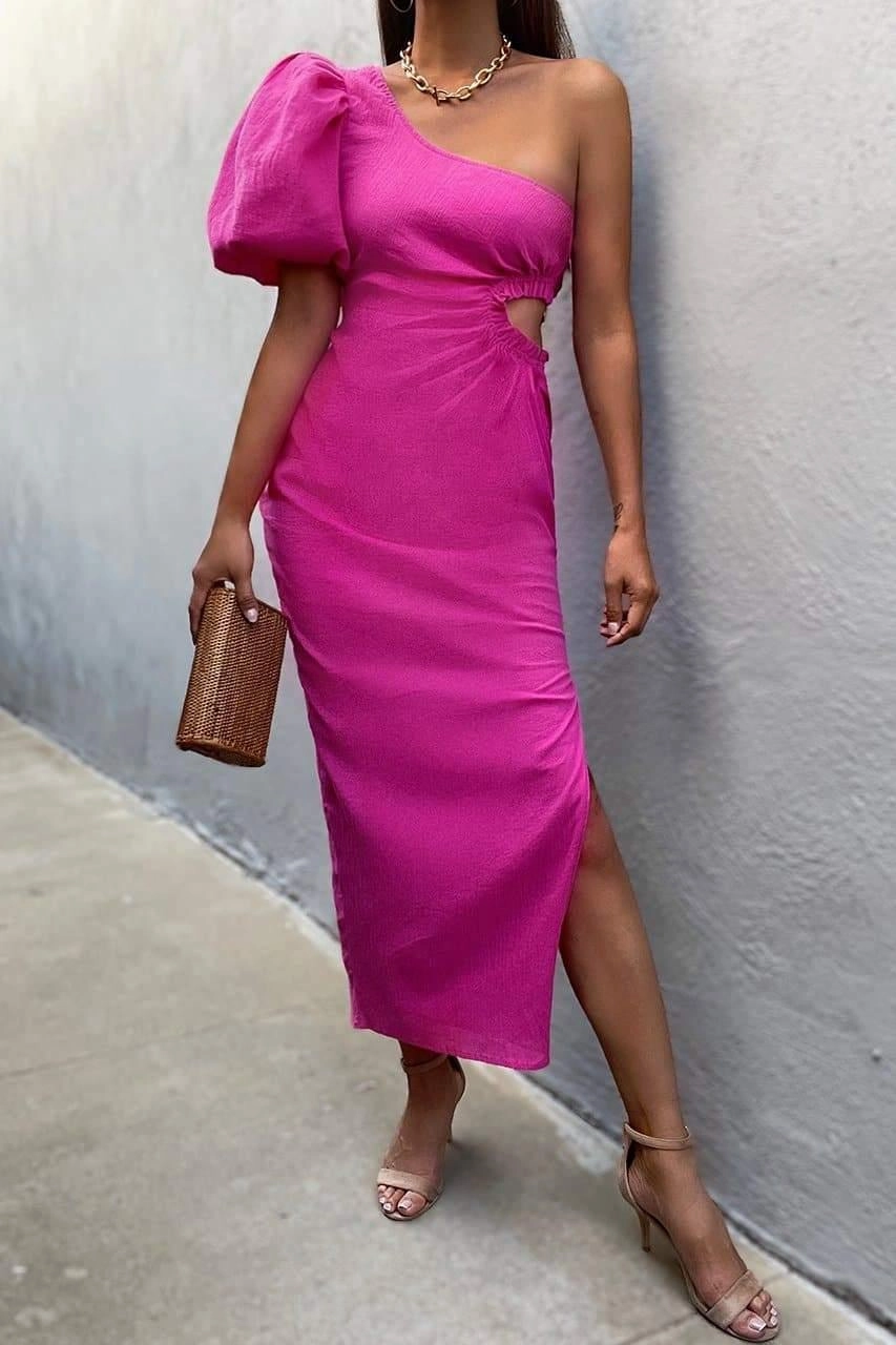 Draped Layer Sleek Presence Marlow Maxi Dress - Fuchsia