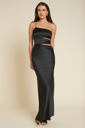 Sayer Maxi Dress - Black Subtle Charm Collared